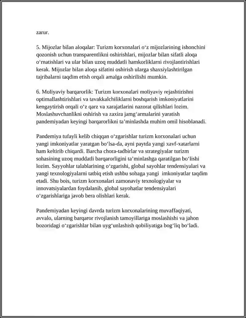 Pandemiyadan keyingi davrda turizm korxonalarining strategik barqarorlikni tamoyillari 4