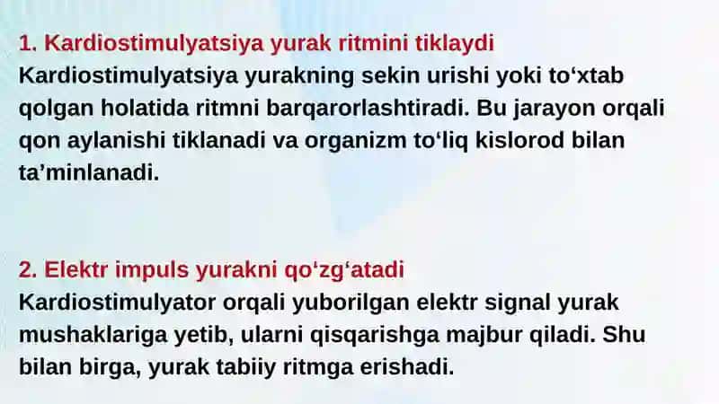 Kardiostimulyatsiya tushunchasi usullari va uni qo'llash ko'rsatmalari 4