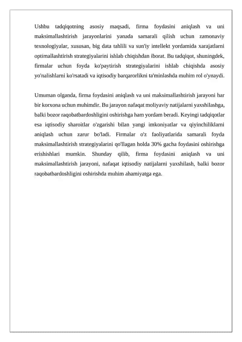Firma faydasini aniqlash va uni maksimallashtirish 4