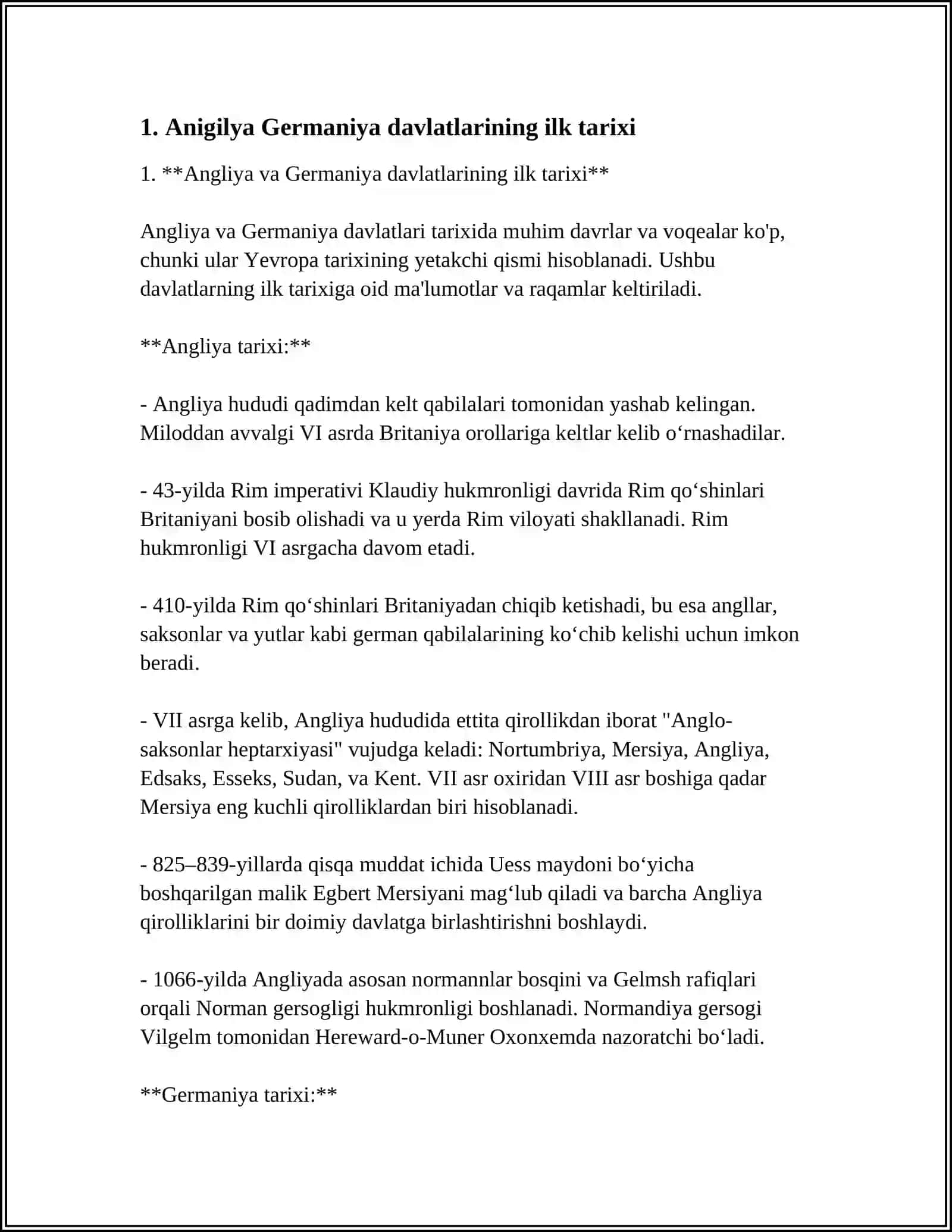 ANIGILYA GERMANIYA DAVLATLARINING TARIXSHUNOSLIKGI 4