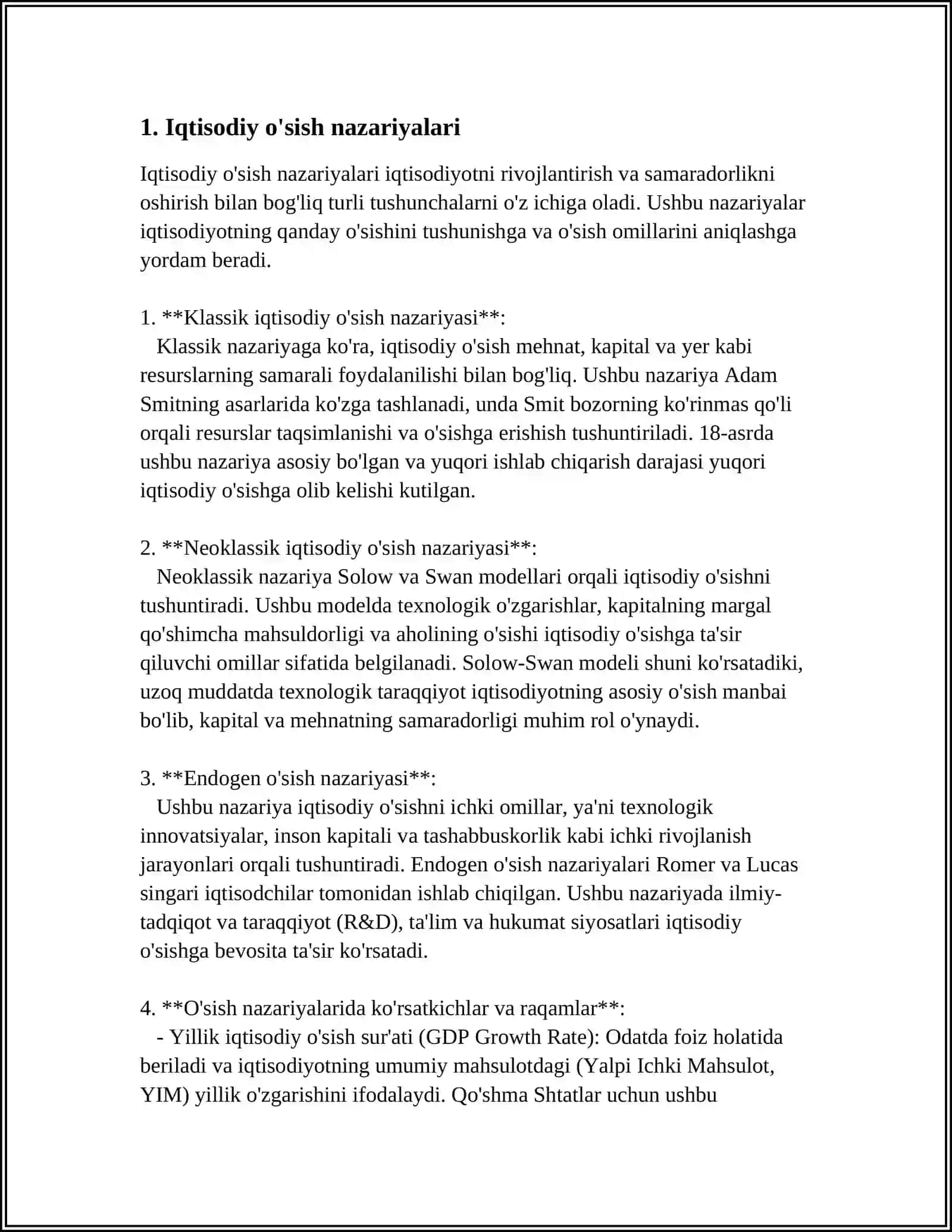 Iqtisodiy o'sish nazariyalari 4