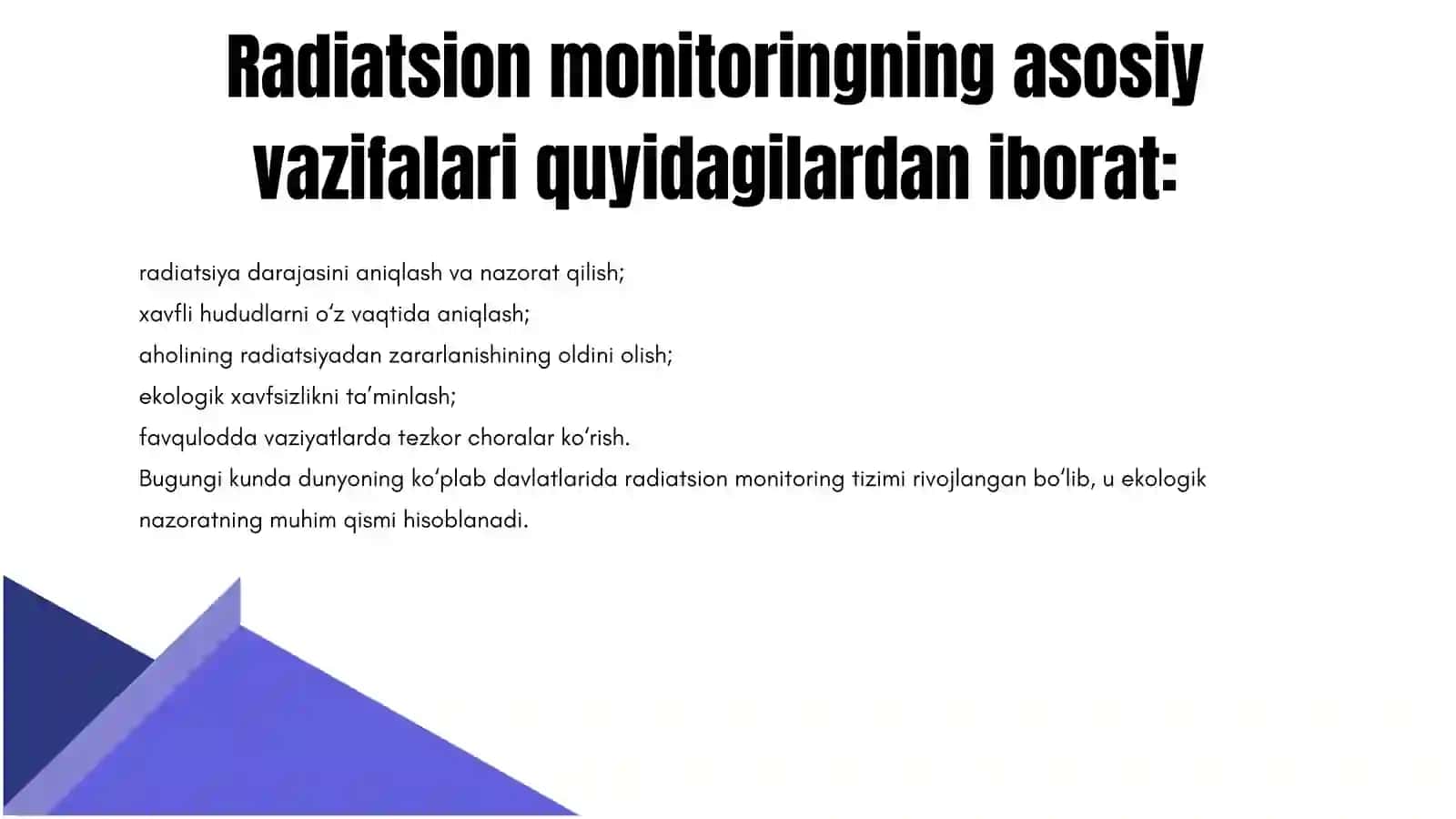 Radiatsion monitoring: atrof-muhitni va aholi salomatligini muhofaza qilishdagi ahamiyati 4
