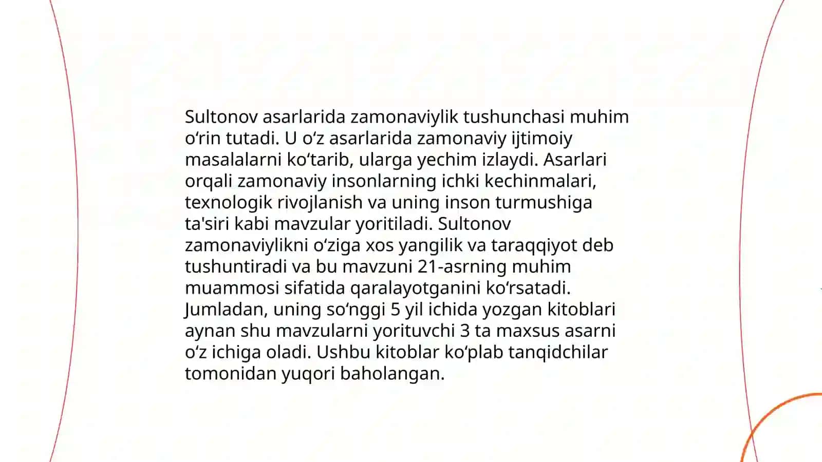 Xayriddin Sultonov asarlarida tarixiylik va zamonaviylik ma'ruzasi 4