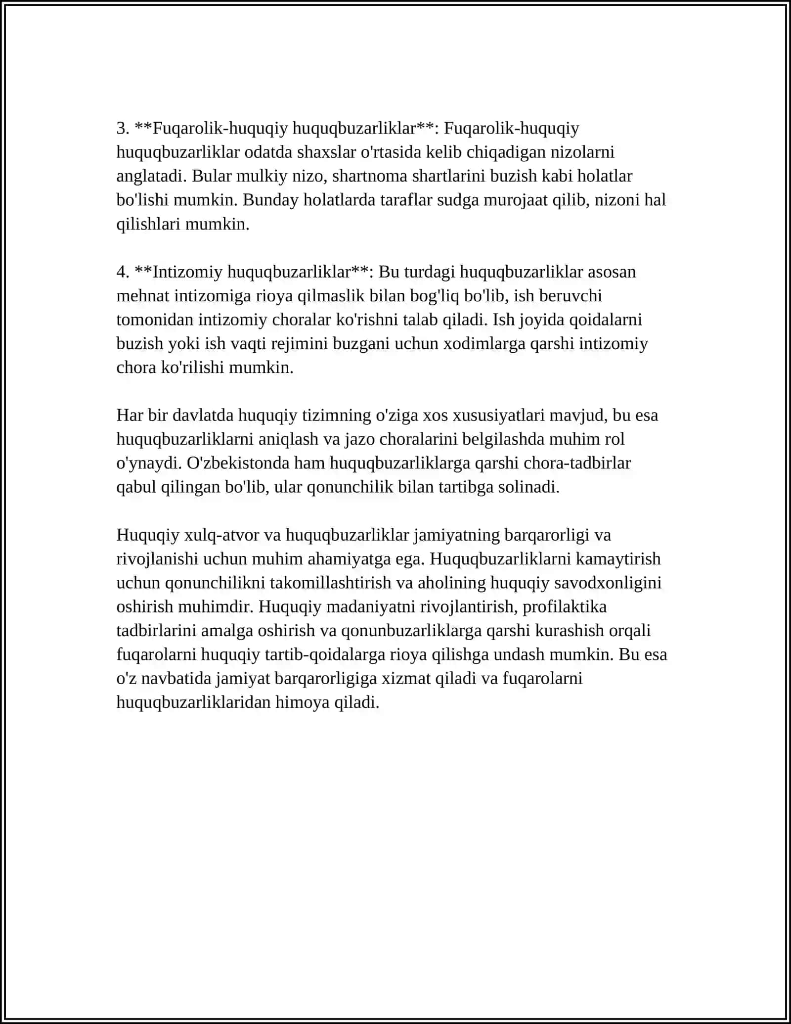Huquqiy Xulq-Atvor Tushunchasi va Huquqbuzarliklarning Turlari 4