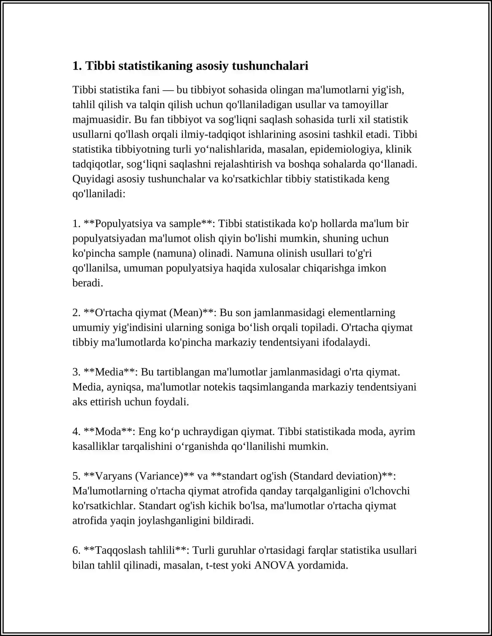TIBBIY-BIOLOGIK MASALARINI YECHISHDA MATEMATIK STATISTIKASI ELEMENTLARIDAN FOYDALANISH, KERRELYATION BOG`LANISHLAR VA REGENIRATSIYA TENGLAMASI 4