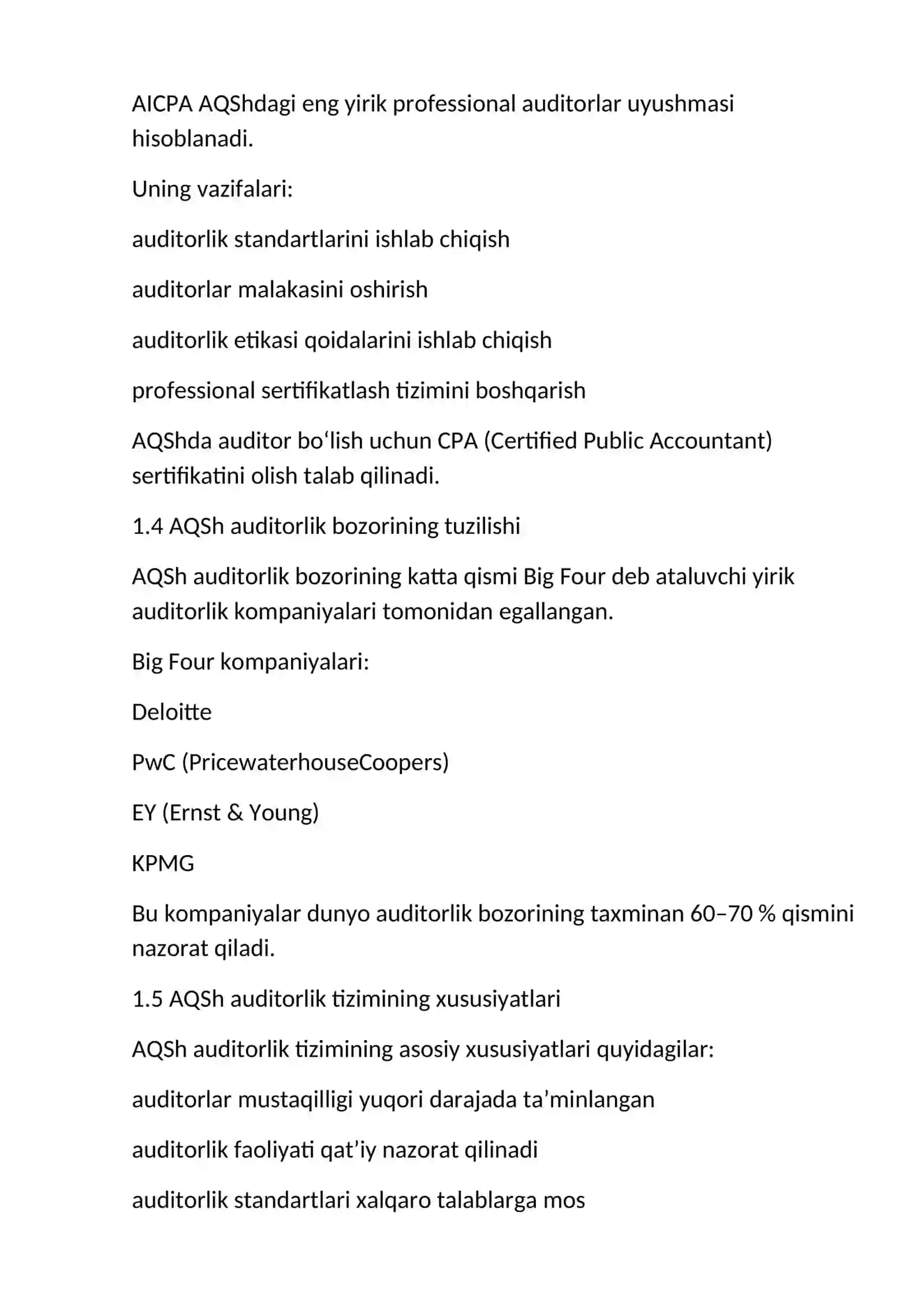 Rivojlangan xorijiy davlatlar auditorlik tashkiloti faoliyatini o’rganish ( 2 ta Davlat ) 4