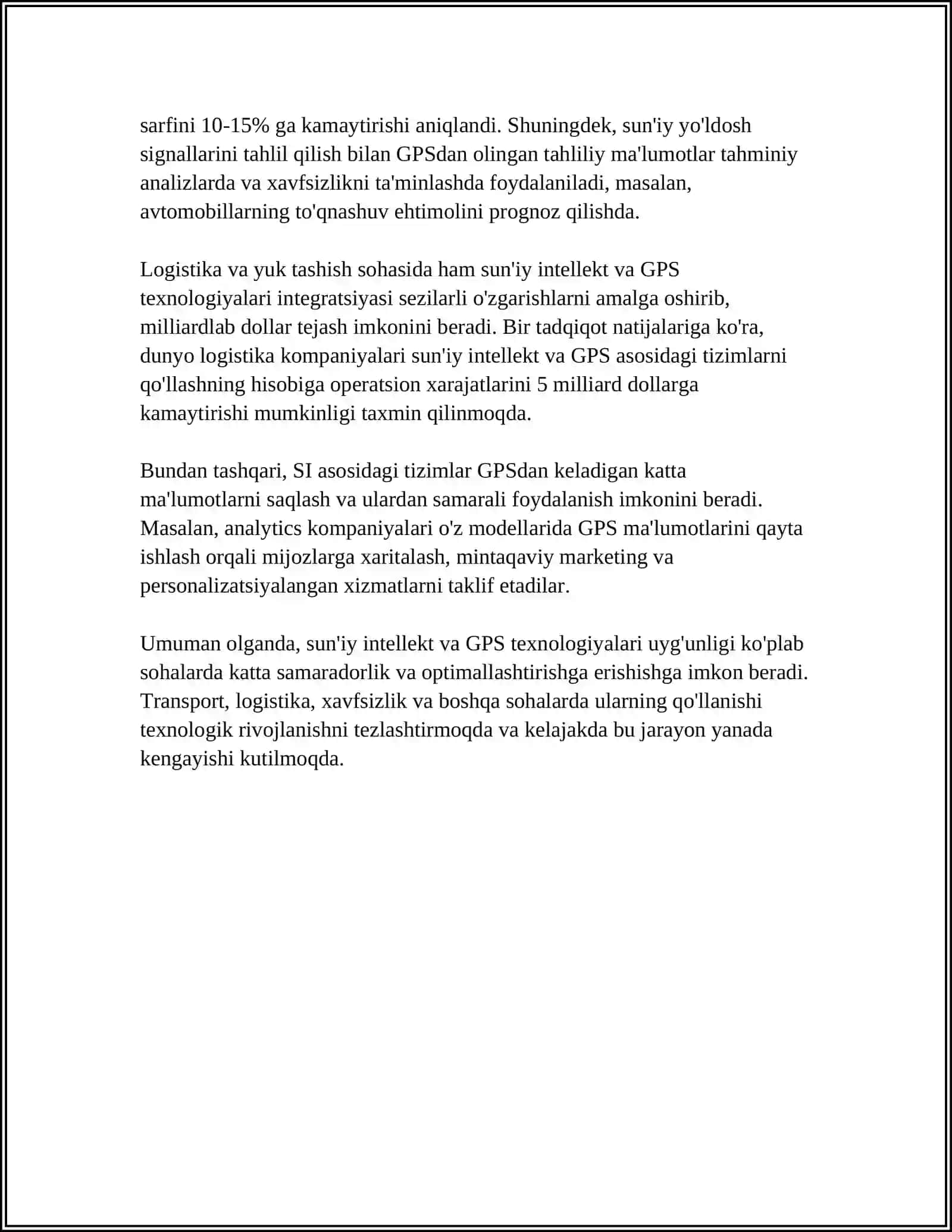 SUNʼIY INTELLEKT ASOSIDA NAVIGATSIYA VA MASHRUTLARNI OPTIMALLASHTIRISH 4