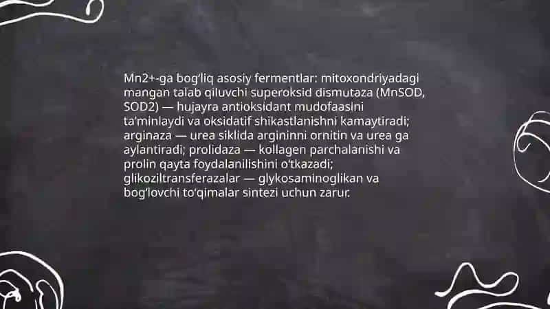 MN2+ KATIONINING ORGANIZMDAGI AHAMIYATI, TIBBIYOTDA QOʻLLANILISHI VA DORI VOSITALARI TARKIBIDA SIFAT HAMDA MIQDORINI ANIQLASH 4