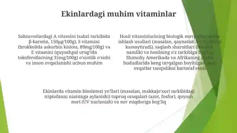 qishloq xojaligi ekinlarida vitaminlarni ahamiyati 4