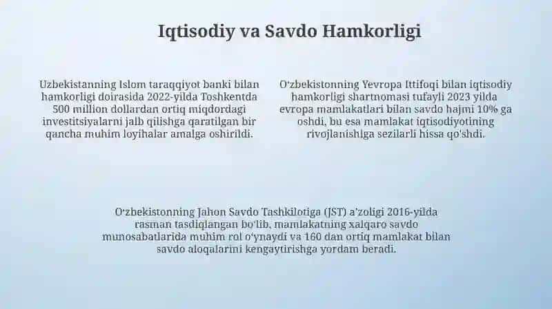 Xalqaro Tashkilotlar bilan Hamkorlikning Umumiy Ko'rinishi 4