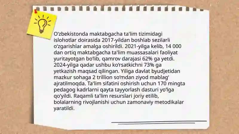 O'zbekiston Respublikasi ta'lim sohasida amalga oshirilgan islohatlar 4
