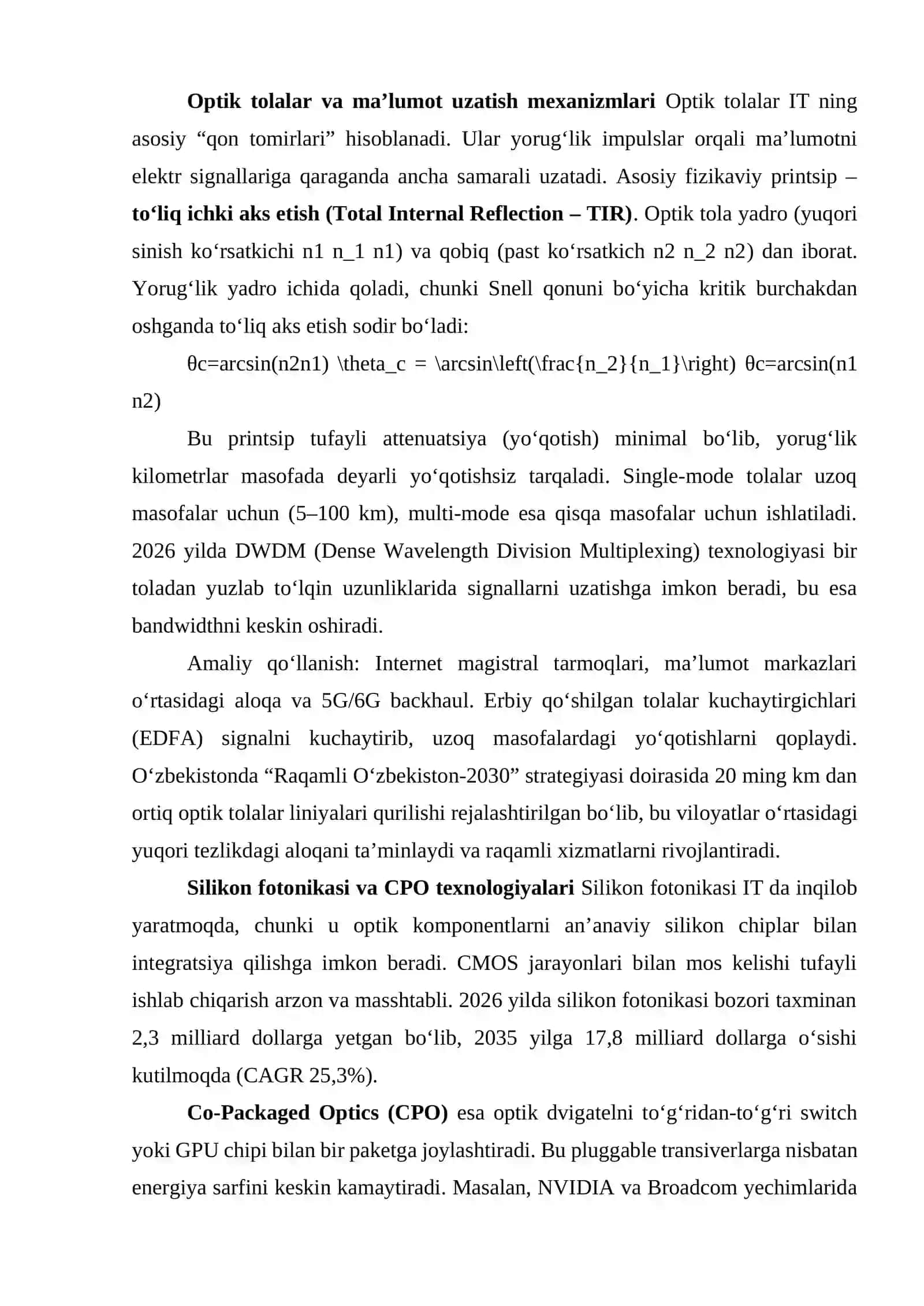 FIZIKA VA OPTIKANING AXBOROT TEXNOLOGIYALARI (IT) SOHASIGA BO‘LGAN BOG‘LIQLIGI 4