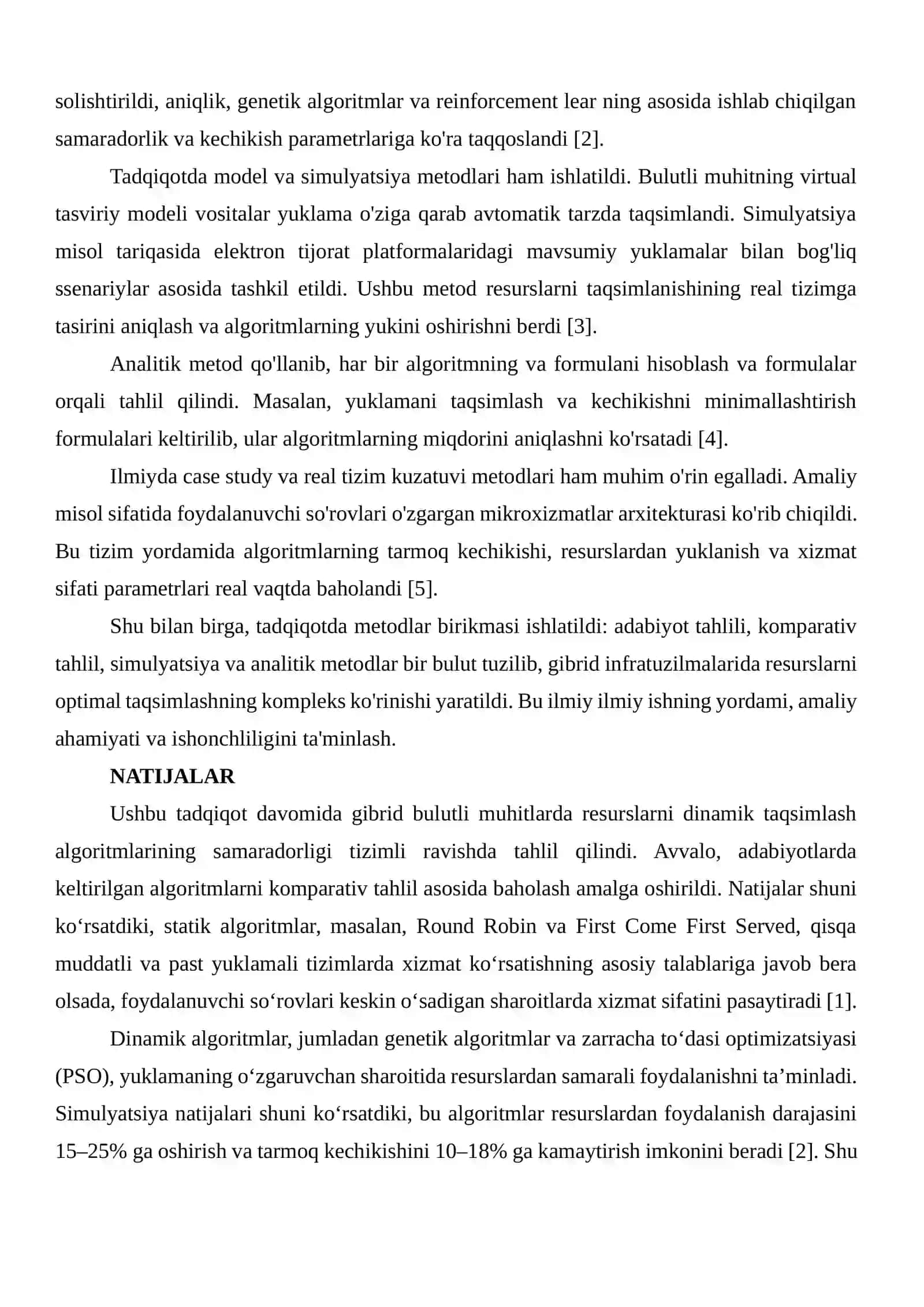 Gibrid bulutli muhitlarda resurslarni dinamik taqsimlash algoritmlarini tahlil qilish 4