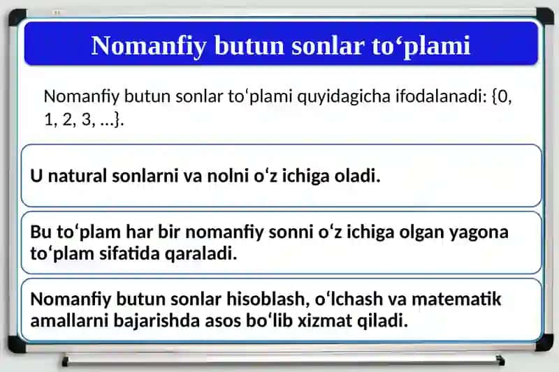 Nomanfiy butun sonlarni to'plami 4