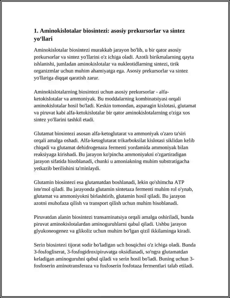 AZOTNI QAYTA ISHLASH: AMINOKISLOTALAR, NUKLEOTIDLAR 4
