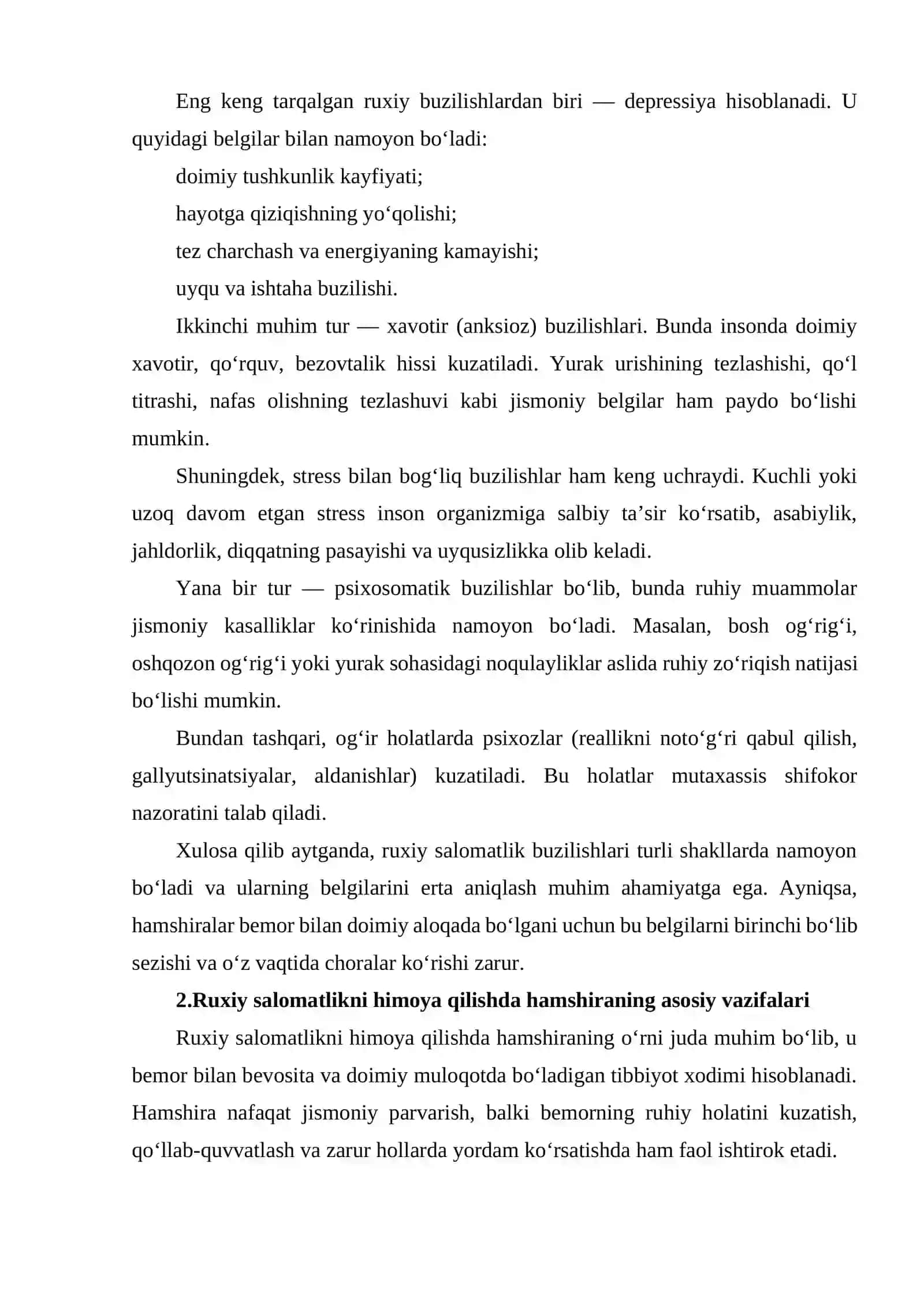 Ruxiy salomatlikni himoya qilishda hamshiraning o'rni 4