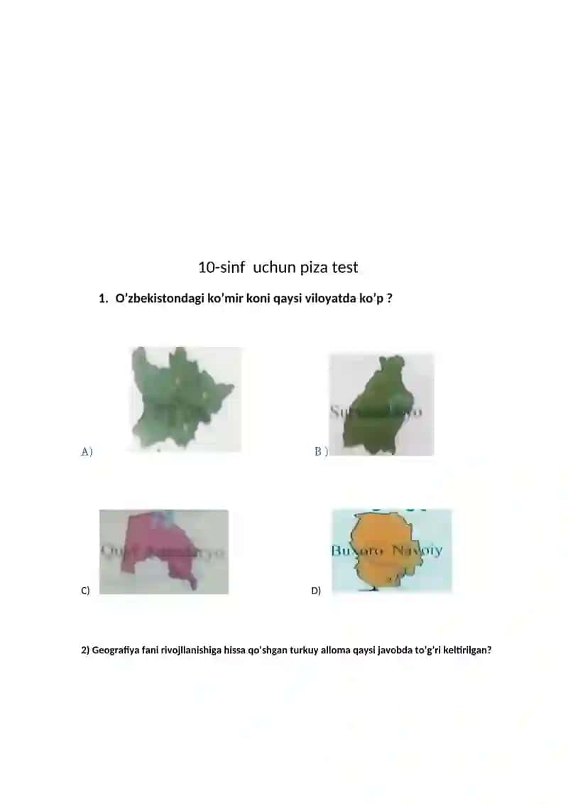 6-sinflar uchun piza test 4