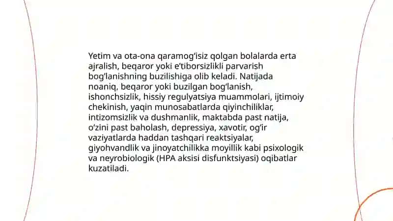 Yetim va ota ona qaramogʻisiz qolgan bolalarning umumiy psixologik tavsifi 4