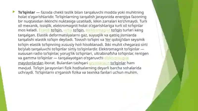 To’lqin zarbi . Jabrlanish zonalari tavsifi.Yorug’lik ajralishi o’tuvchi nurlar. 4