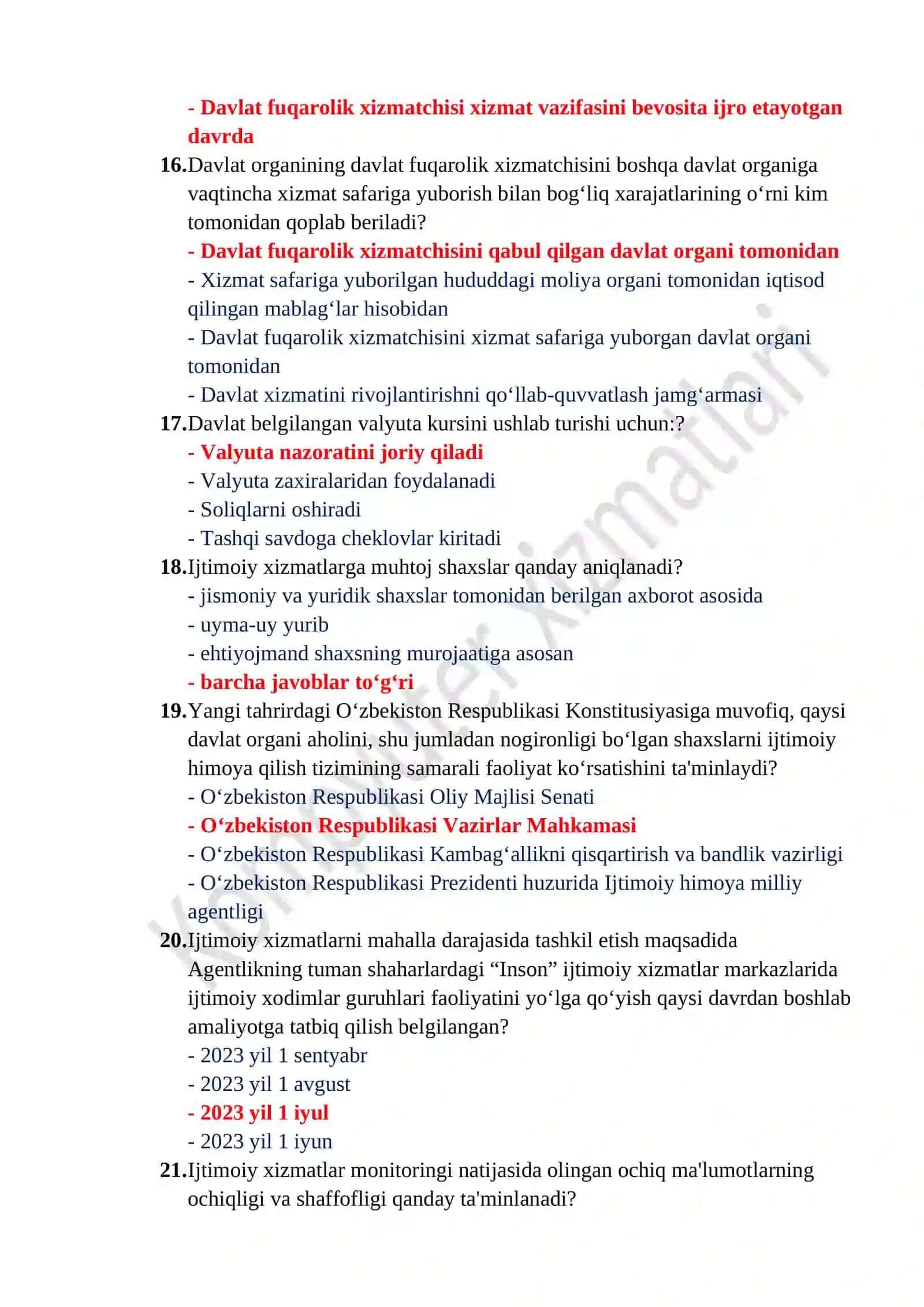 Argos test javoblari Milliy qonunchilik uchun 4