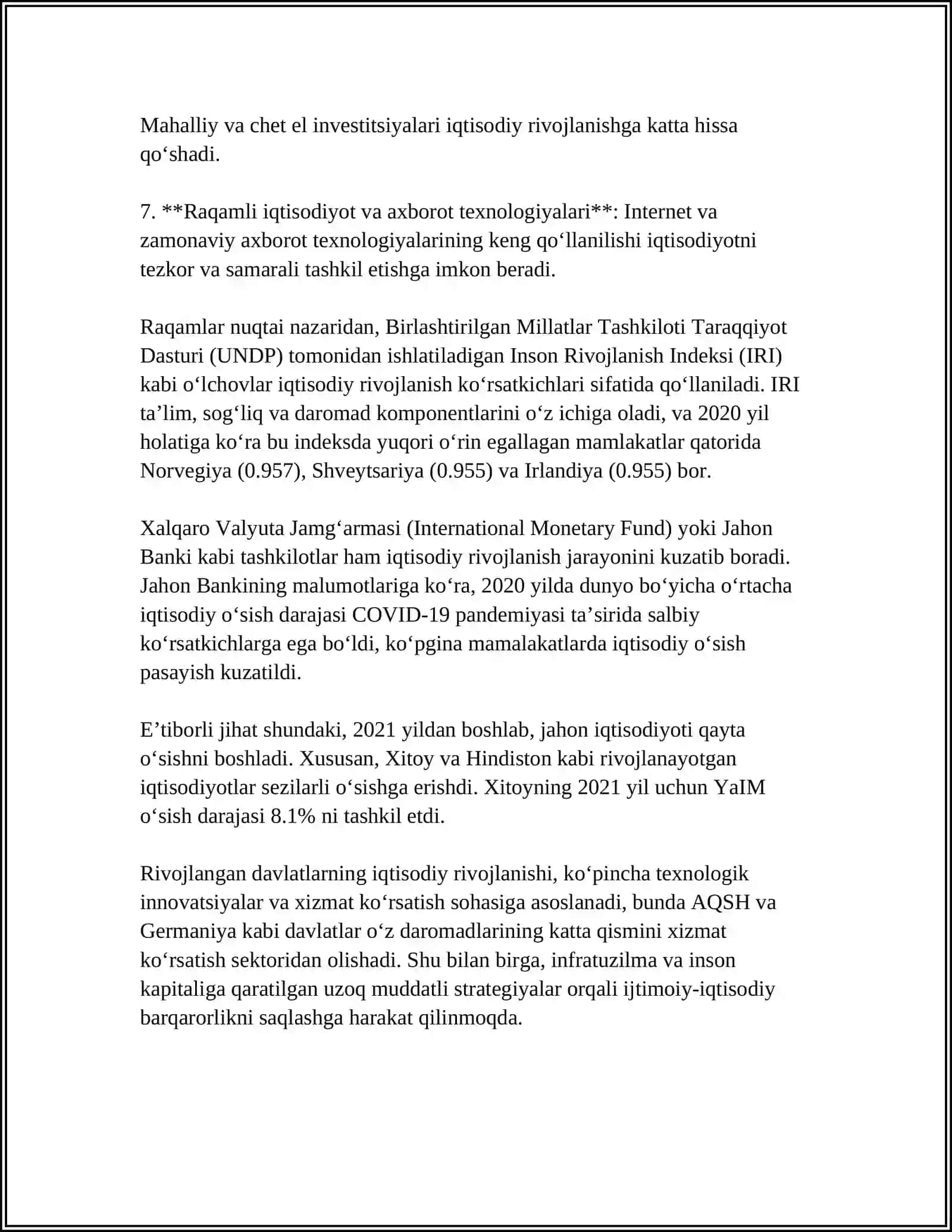 MINTAQALAR IQTISODIY RIVOJLANISHINI BAHOLASH VA PROGNOZLASH USLUBINI TAKOMILLASHTIRISH 4