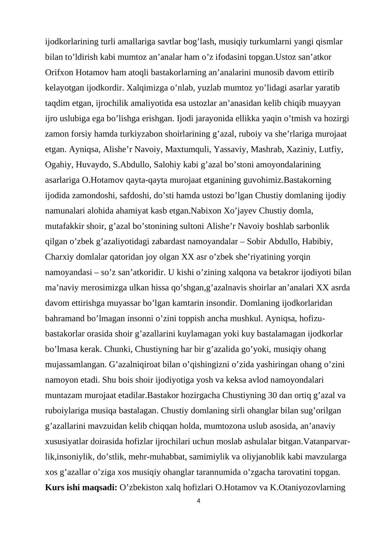 O’zbekiston xalq hofizlari va bastakorlari ijodiyotini o’rganish 4