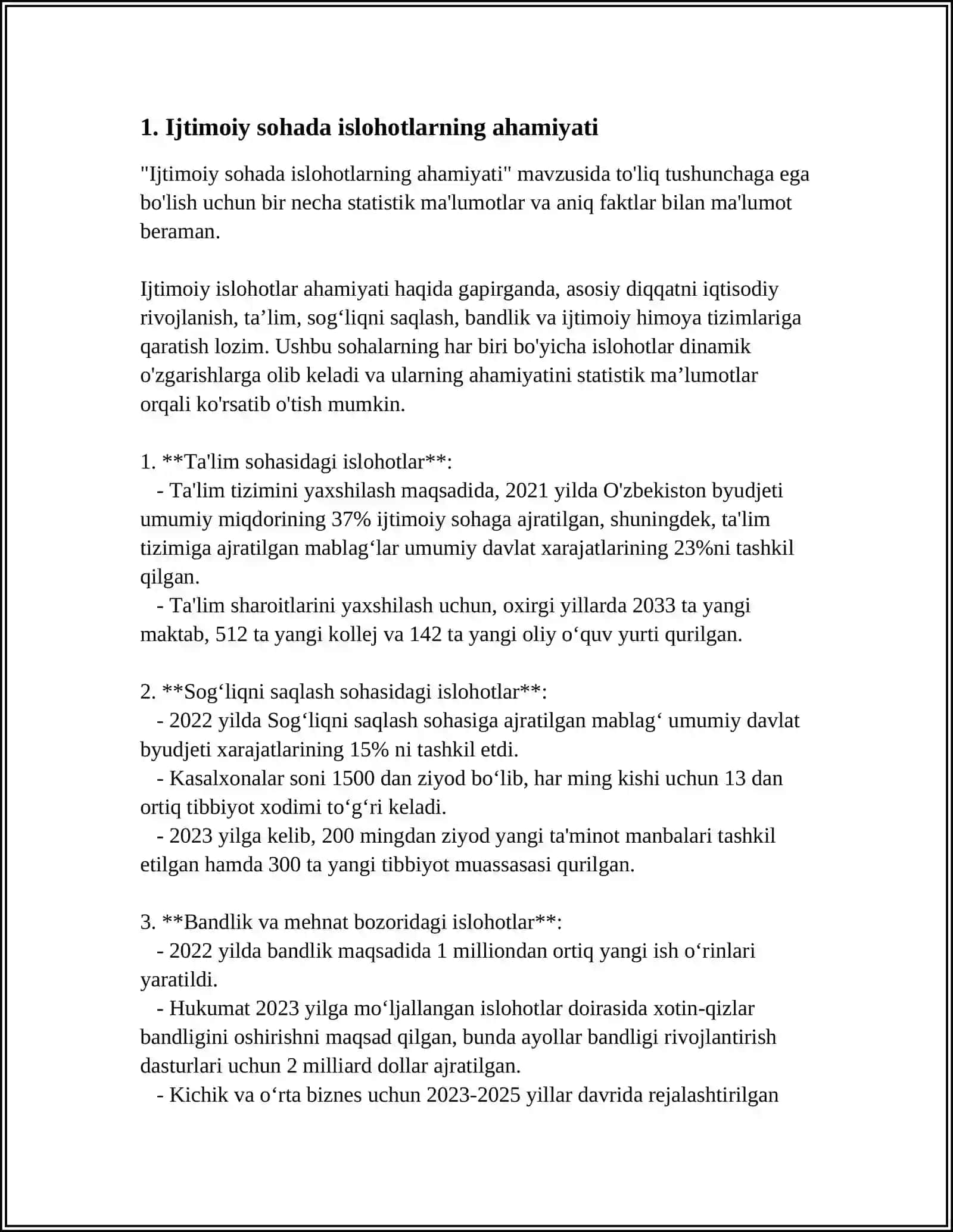 O'ZBEKISTON RESPUBLIKASIDA IJYIMOIY SOHADAGI ISLOHATLAR 4