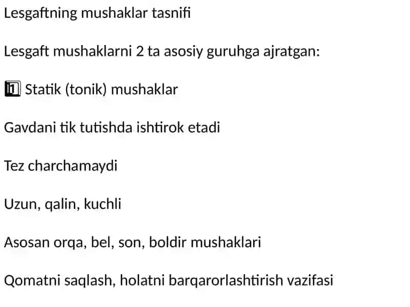 Lesgaft mushaklar toʻgʻrisida taʼlimot 4