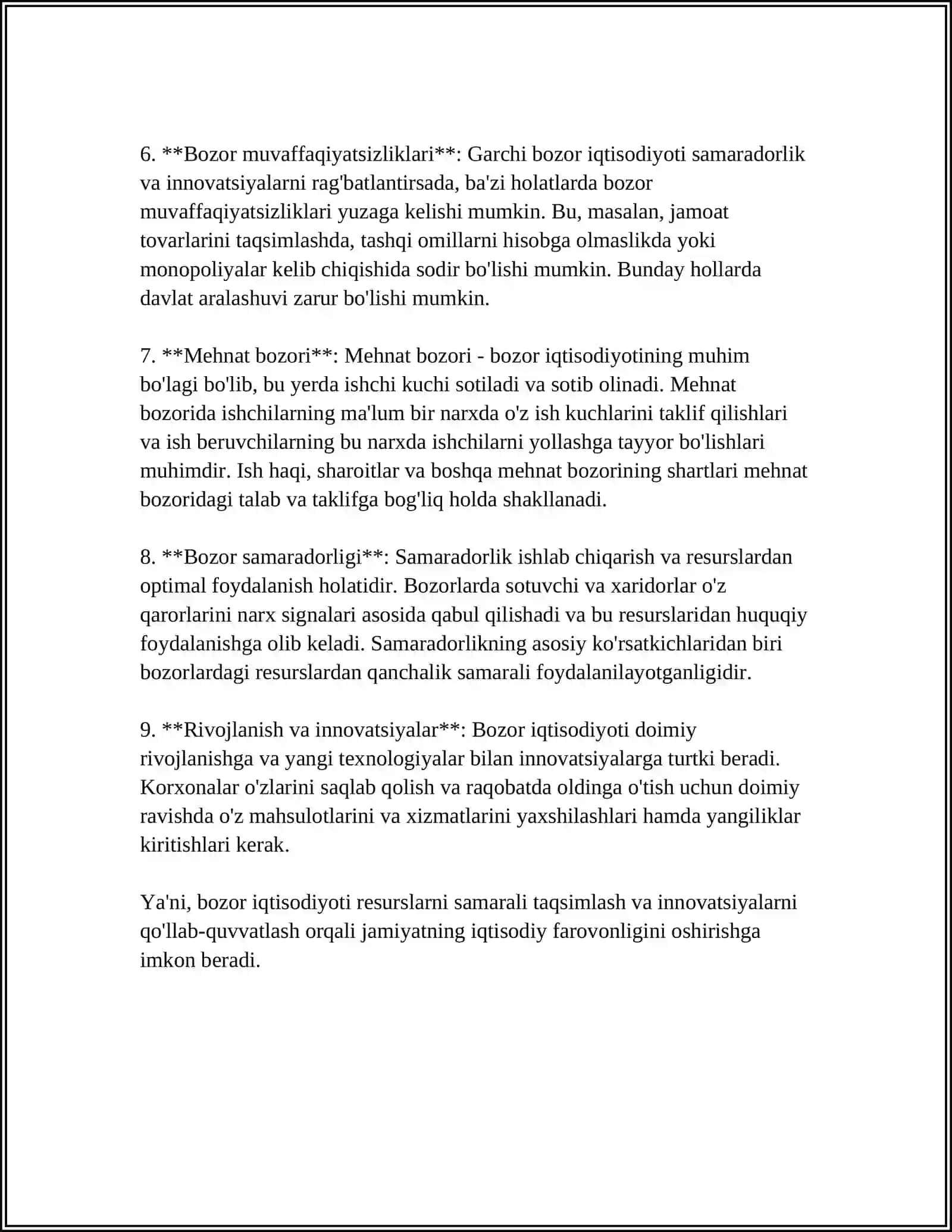 BOZOR IQTISODIYOTINING AFZALLIKLARI VA KAMCHILIKLARI 4