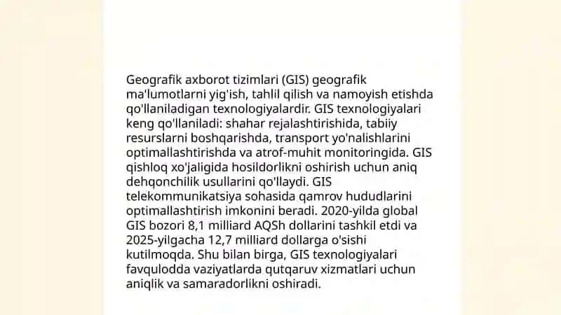 Geografik axborot tizimlarining imkoniyatlari 4
