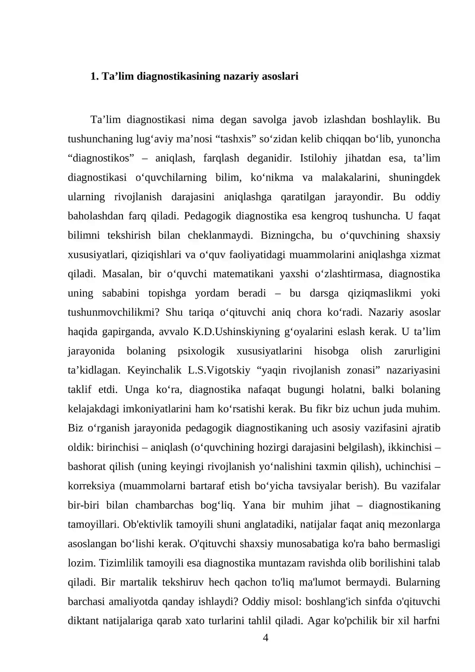 Ta’limni tashxis etish va pedagogik diagnostika 4