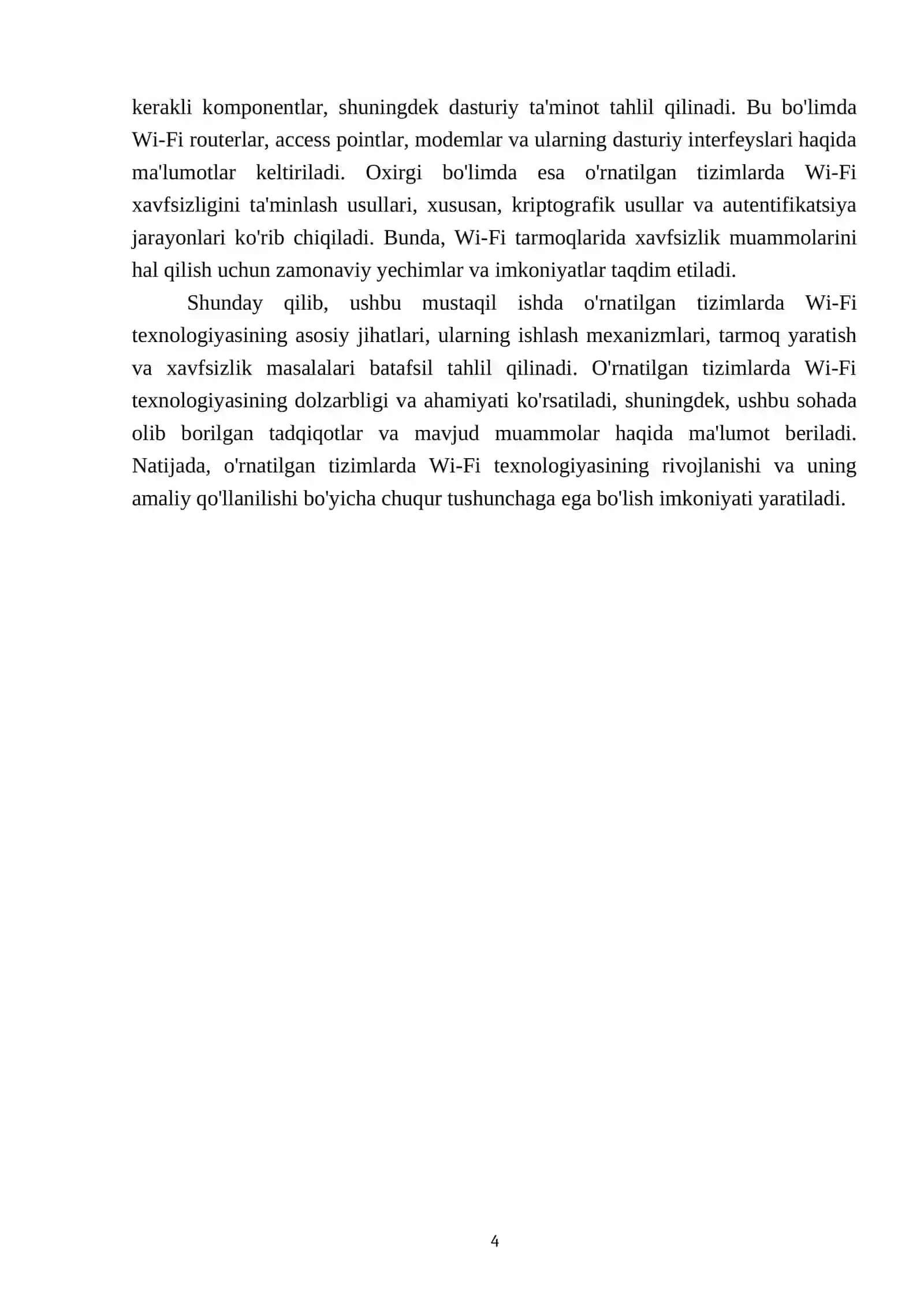O'rnatilgan tizimlarda wi fi 4