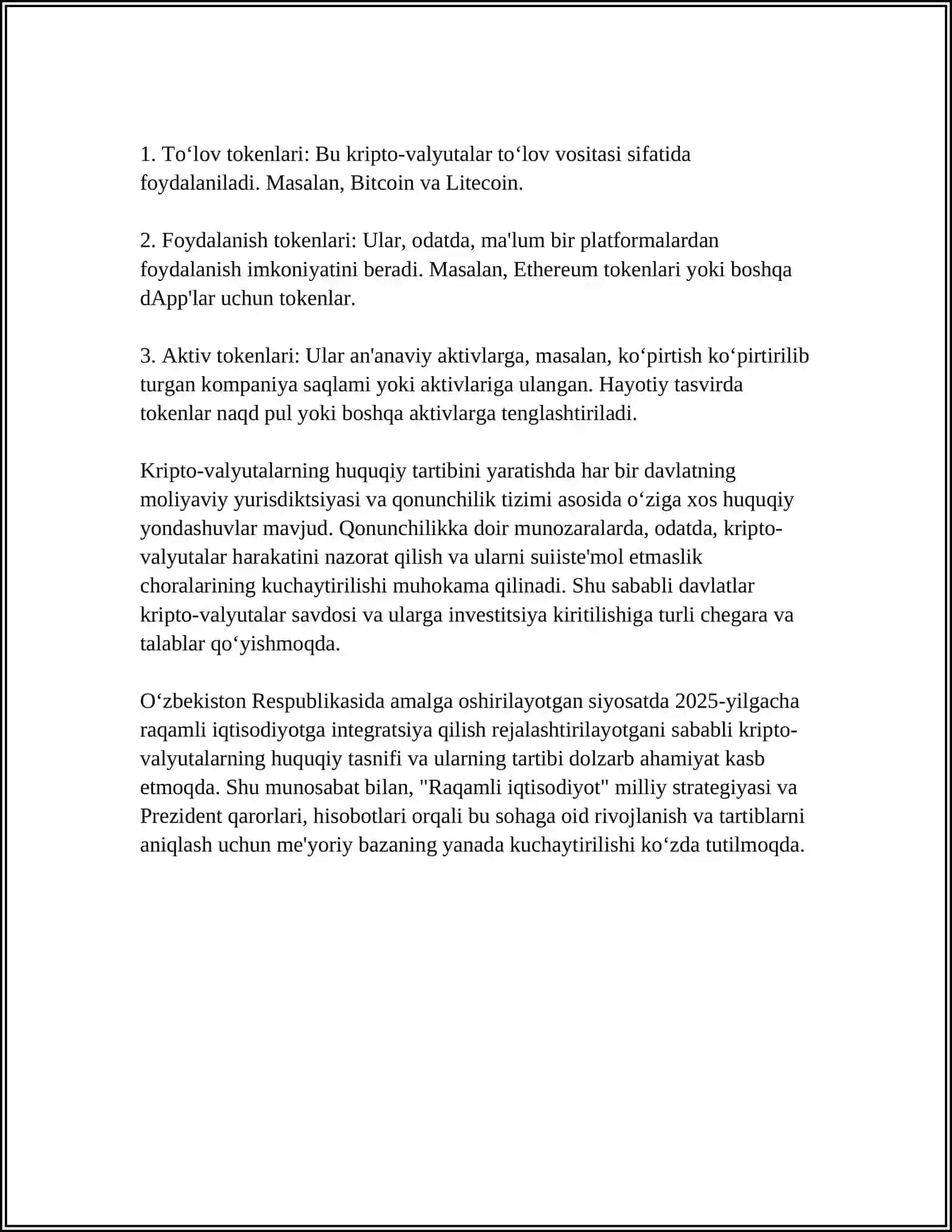 KRIPTA VALYUTANING XUQUQIY VA MEʼYORIY ASOSLARI 4