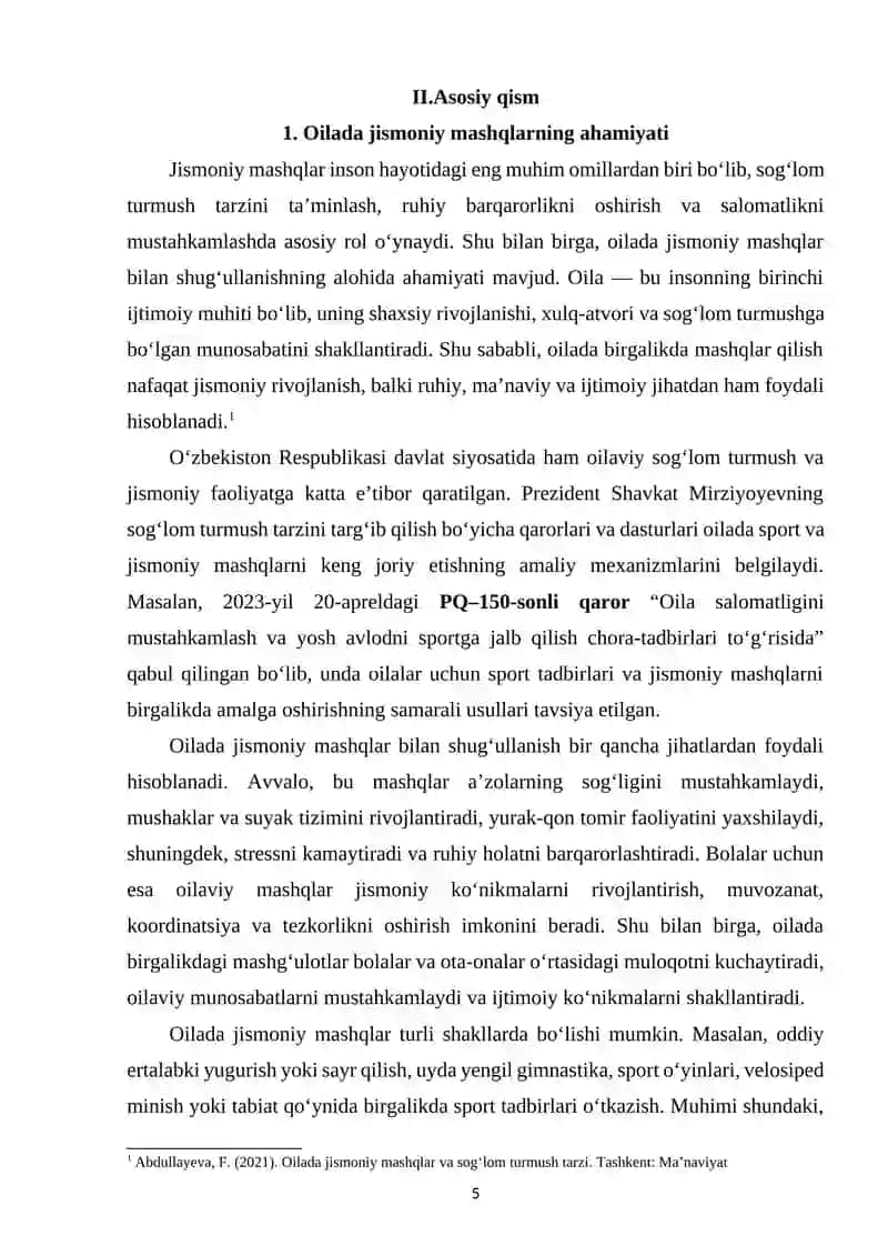 Oilada jismoniy mashqlar bilan shug‘ullanish 4