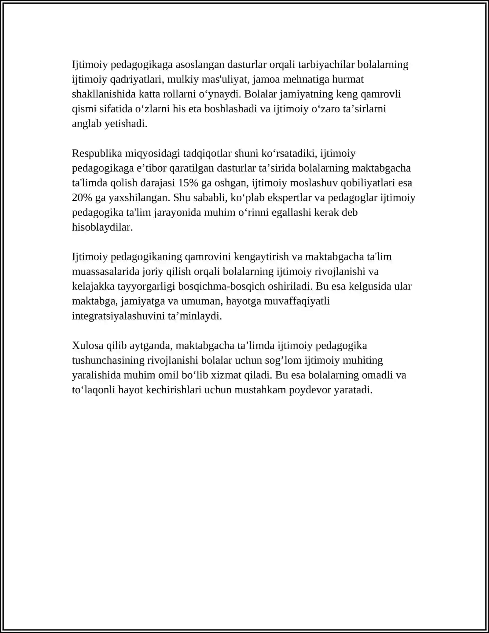 MAKTABGACHA TALIM TASHKILOTLARIDA IJTIMOIY PEDAGOGIK ISHLARNI TASHKIL ETISH 4