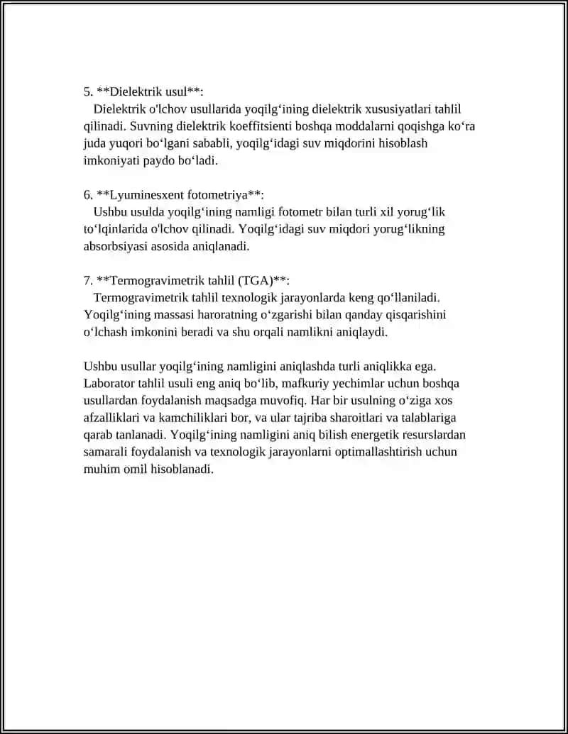 Yoqilgʻining Namligini Aniqlash Usullari 4