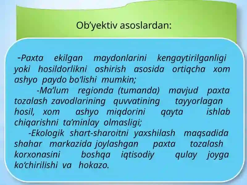 Paxtato‘qimachilik klaster korxonasining ishlabchiqarish dasturi 4
