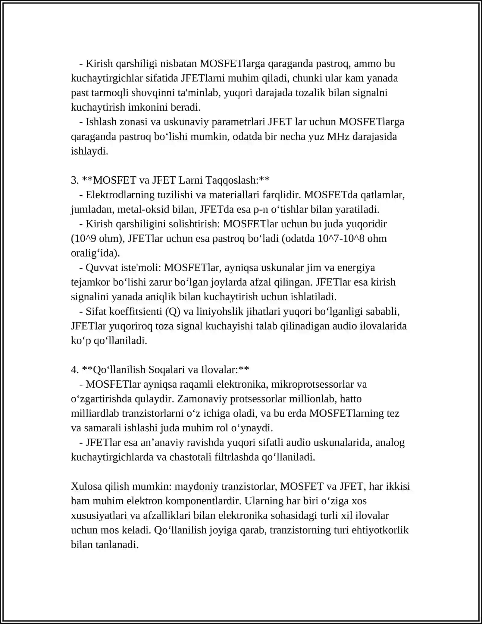 MAYDONIY TRANZISTORLARNING STATIK XARAKTERISTIKALARI 4