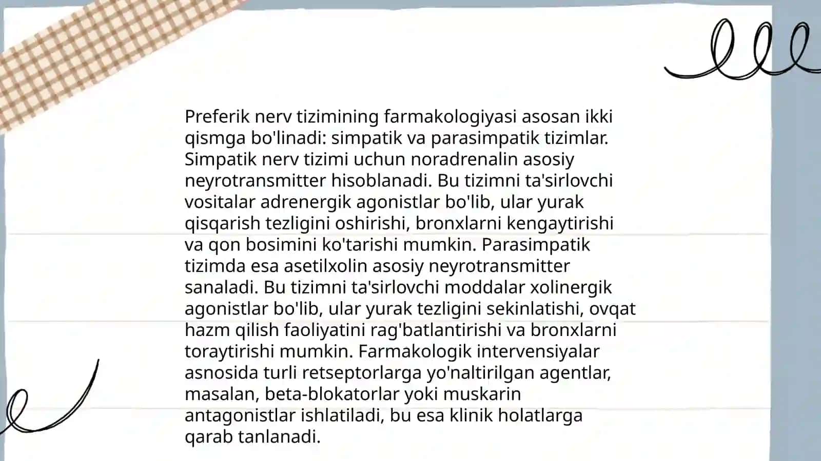 Preferik nerv tizimiga ta'sir qiluvchi dori vositalar 4