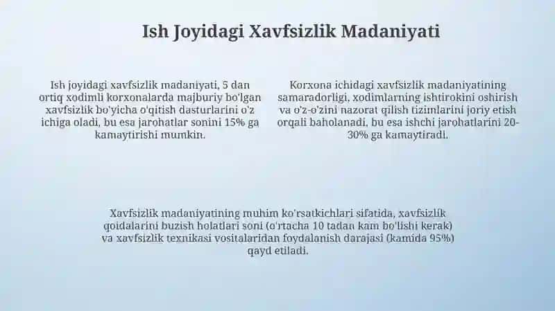 Hayot faoliyati xavfsizligining ma'daniyatini umumiy tavsifi 4