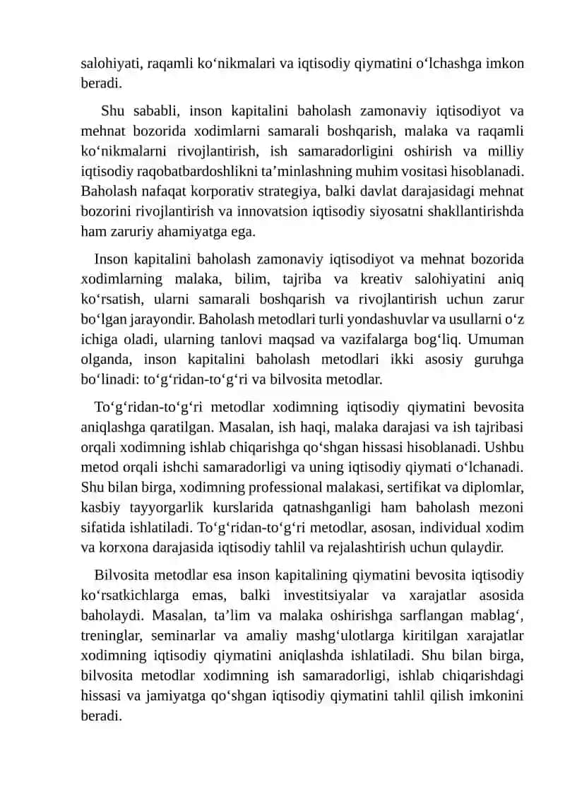INSON KAPITALINI BAXOLASH METODLARI VA KO’RSATGICHLARI 4