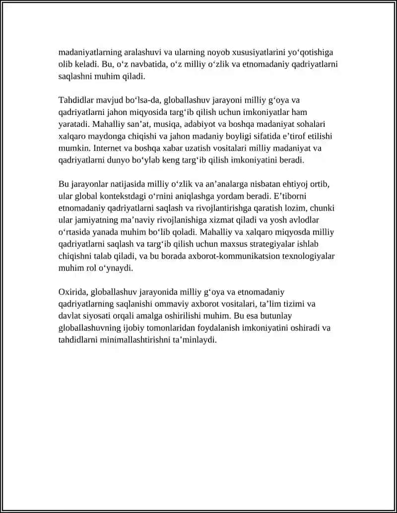 GLOBALLASHUV - MILLIY G‘OYA VA ETNOMADANIY QADRIYATLARGA EHTIYOJNI ORTISHI 4