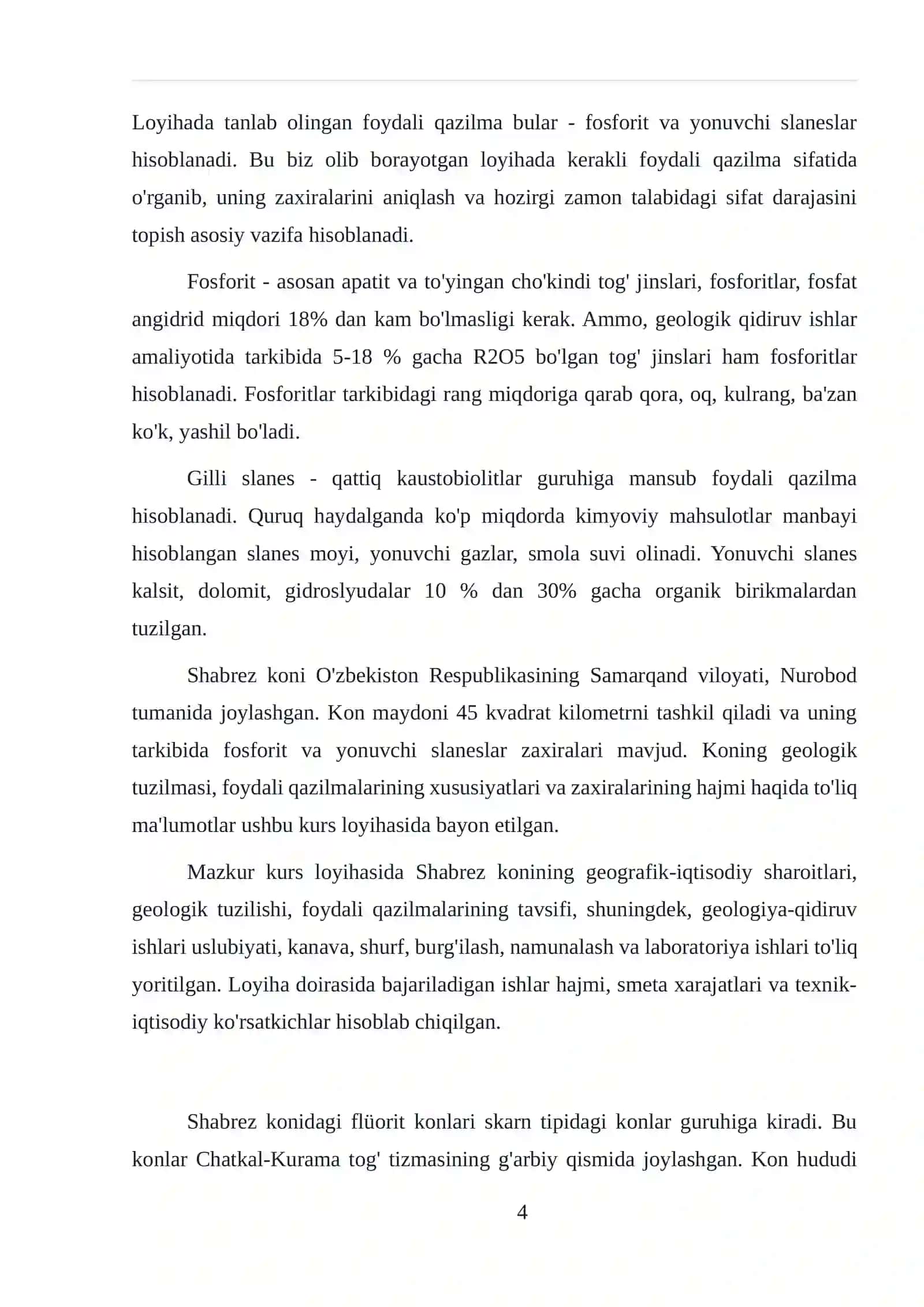 Shabrez konida geologiya-qidiruv ishlarini loyihalash 4