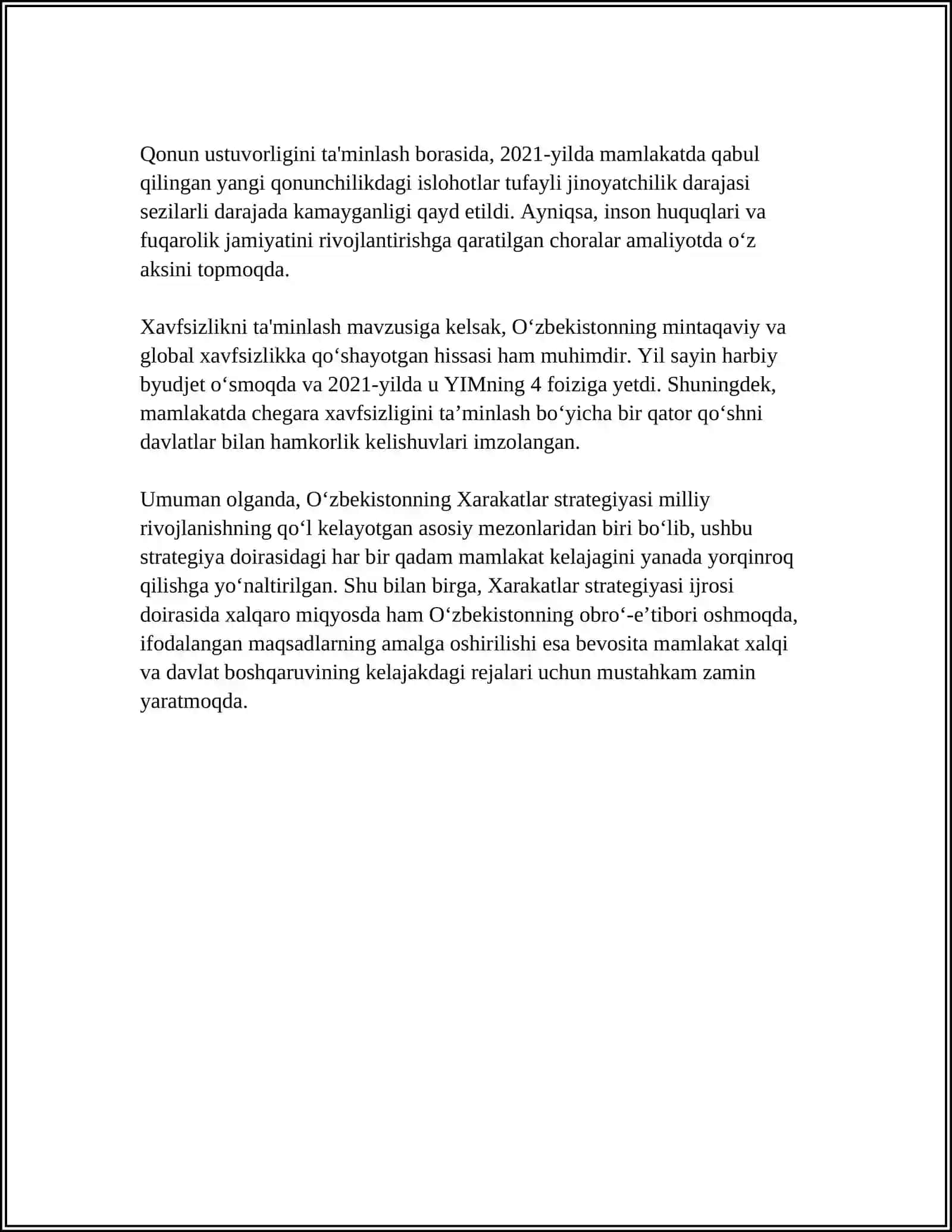 MUSTAQIL ISH Mavzu: XARAKATLAR STRATEGIYASI 3-YOʻNALISHI 4