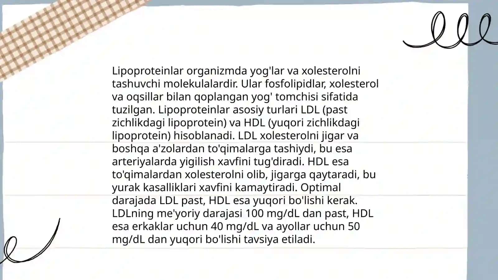 Murakkab lipidlar almashinuvi. Xolesterin metobolizmi. Yogʻ almashishining boshqarilishi 4