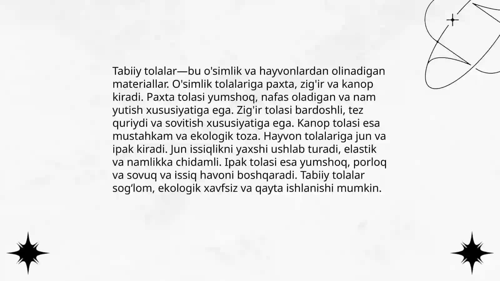 Tabiiy va kimyoviy tolalar 4