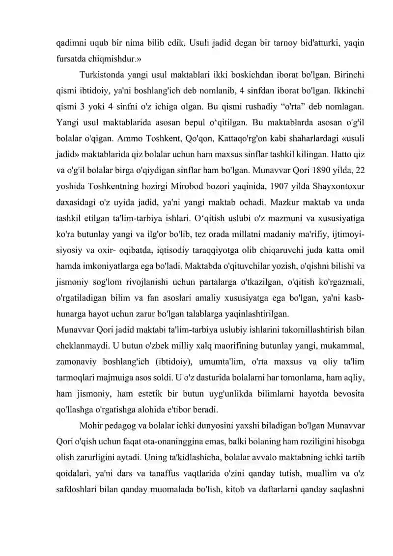 Anbar Otinning pedagogik fikrlari. Munavvar Qori Abdurashidxonovning pedagogik qarashlari 4