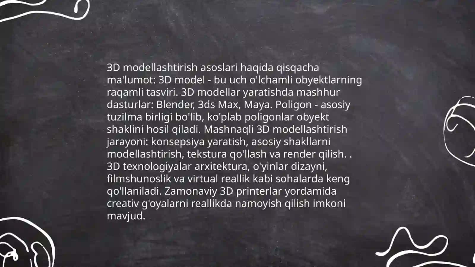 Kompyuterda uch o’lchamli modellar hosil qilish va ularni tahrirlash 4