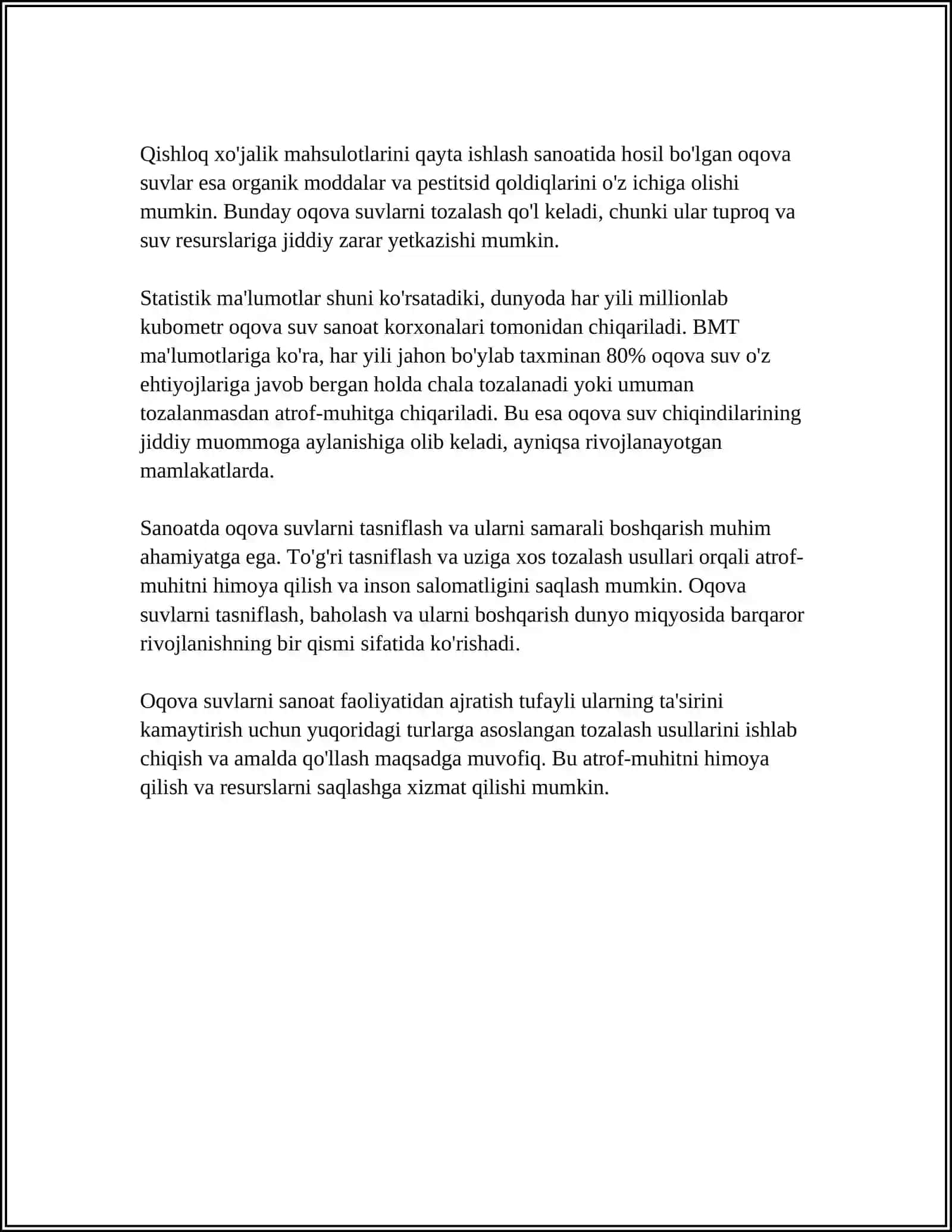 Sanoatda oqova suvlar va ularning turlari 4