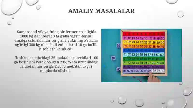 Oʻnlik kasrlarni 10 ga boʻlish 4